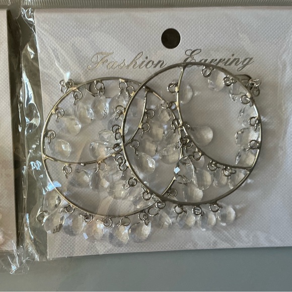 Fashion Jewelry Multicolor Dangle Hoop Earrings — Red, Black, Clear, Peach. 5 PR - Picture 6 of 6